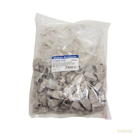 Wtyki RJ45 CAT.6 100szt. UTP z osłoną, szare