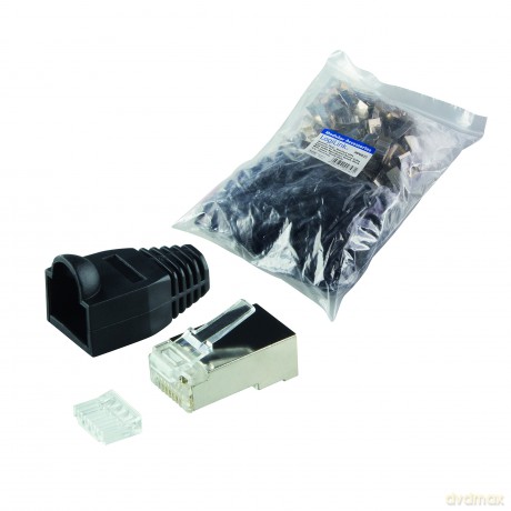 Wtyki RJ45 CAT.6 z osłoną, 100szt. ekranowane, biały