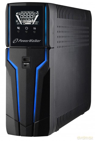 Zasilacz awaryjny dla graczy LINE-INTERACTIVE 1000VA 4 x 230V PL, USB, LCD, 2 x ładowarka, RGB