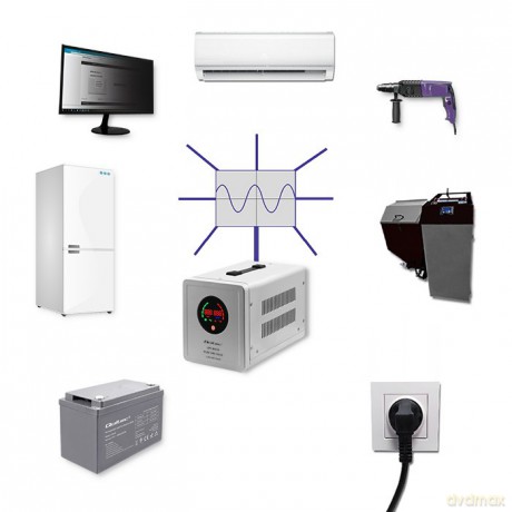 Zasilacz awaryjny Pure Sine Wave UPS | 800VA | 560W | Stała faza | Szary