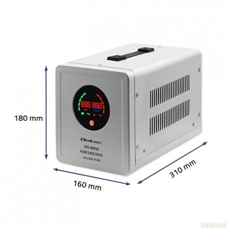 Zasilacz awaryjny Pure Sine Wave UPS | 800VA | 560W | Stała faza | Szary