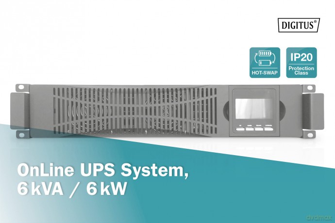 Zasilacz awaryjny UPS Online Rack 19"/Tower, 6kVA/6kW, 2U, bez baterii (moduł baterii DN-170108)