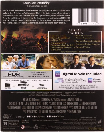 Legends of the Fall (Wichry namiętności) [Blu-Ray 4K]+[Blu-Ray]