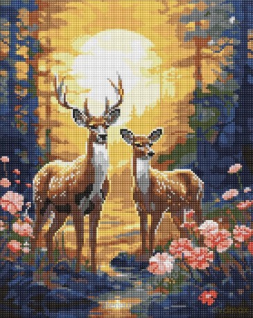 Diamentowa mozaika - Wdzięczny jeleń 40x50cm