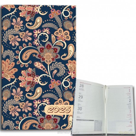 Kalendarz 2025 A6 tygodniowy Paisley Kwiaty blue [KALENDARZ]