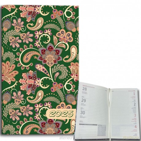 Kalendarz 2025 A6 tygodniowy Paisley kwiaty green [KALENDARZ]