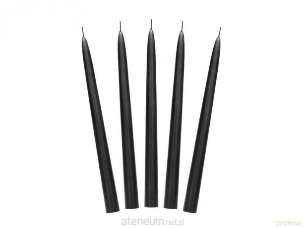 Świeca stożkowa matowa czarna 24cm 10szt