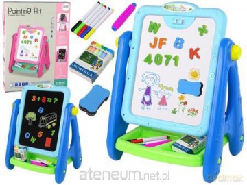 Tablica edukacyjna 2w1 niebieska kredy pisaki