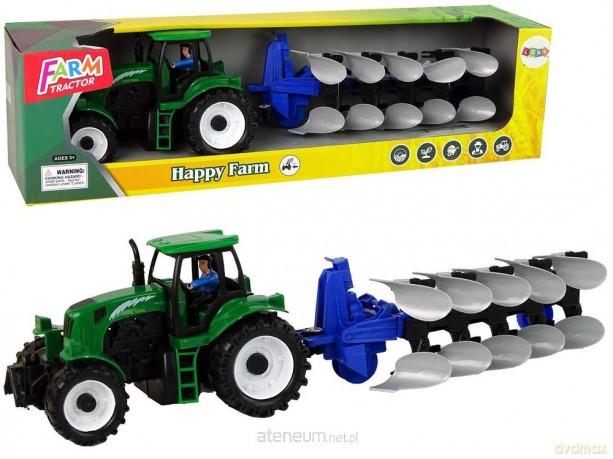 Traktor z pługiem zielony