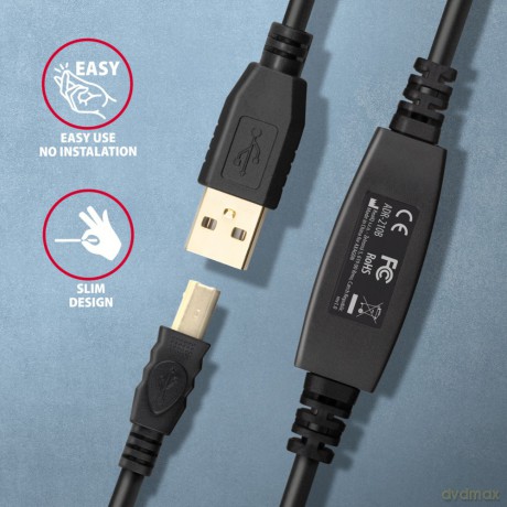 ADR-210B USB 2.0 A-M -> B-M Aktywny kabel połączeniowy/wzmacniacz 10m [KABEL]