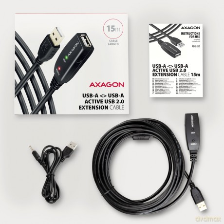 ADR-215 USB 2.0 A-M -> A-F aktywny kabel przedłużacz/wzmacniacz 15m [KABEL]