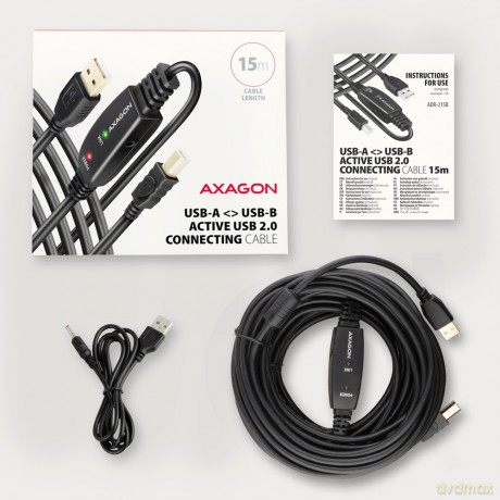 ADR-215B USB 2.0 A-M -> B-M aktywny kabel połączeniowy/wzmacniacz 15m [KABEL]