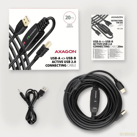 ADR-220B USB 2.0 A-M -> B-M aktywny kabel połączeniowy/wzmacniacz 20m [KABEL]