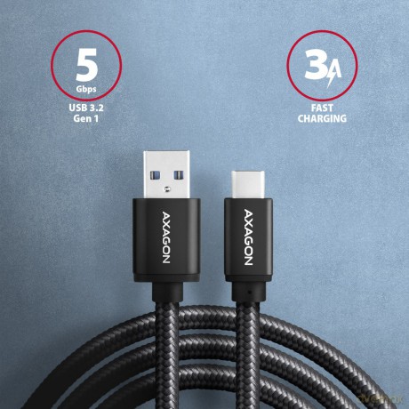 BUCM3-AM10AB Kabel USB-C - USB-A 3.2 Gen 1, 1m, 3A, ALU, oplot, Czarny [KABEL]
