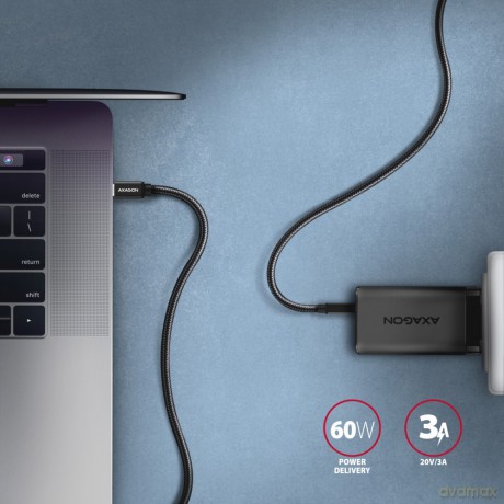 BUCM3-CM20AB Kabel USB-C - USB-C 3.2 Gen 1, 2m, PD 60W, 3A, ALU, oplot, czarny [KABEL]