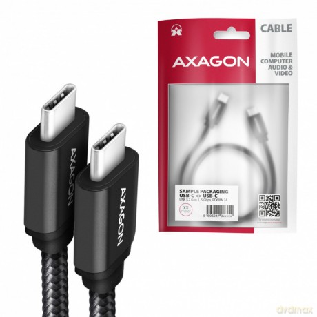 BUCM3-CM20AB Kabel USB-C - USB-C 3.2 Gen 1, 2m, PD 60W, 3A, ALU, oplot, czarny [KABEL]