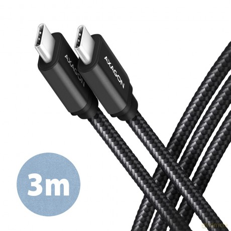 BUCM3-CM30AB Kabel USB-C - USB-C, 3.0m, PD 60W, 3A, ALU, oplot, czarny [KABEL]