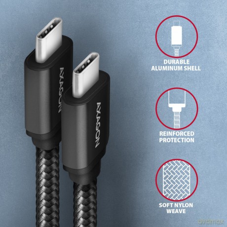 BUCM3-CM30AB Kabel USB-C - USB-C, 3.0m, PD 60W, 3A, ALU, oplot, czarny [KABEL]