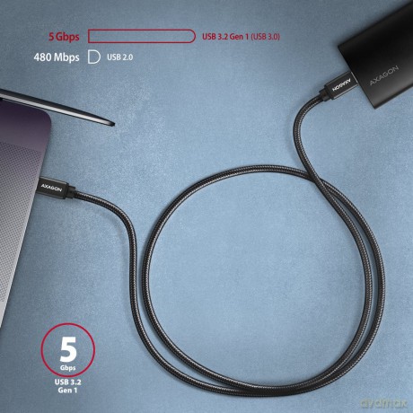 BUCM3-CM30AB Kabel USB-C - USB-C, 3.0m, PD 60W, 3A, ALU, oplot, czarny [KABEL]