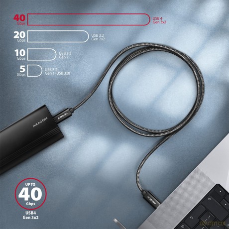 BUCM432-CM10AB Kabel USB-C - USB-C, USB4 Gen 3x2 1m, PD 100W, 8K HD, ALU, oplot Czarny