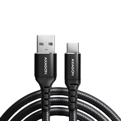 BUCM-AM20AB Kabel USB-C - USB-A, 2m, USB 2.0, 3A, ALU, oplot, Czarny [KABEL]