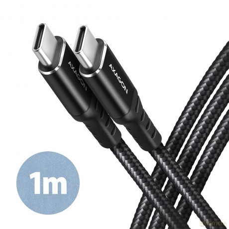 BUCM-CM10AB Kabel USB-C - USB-C 2.0, 1m, PD 60W, 3A, ALU, oplot Czarny [KABEL]