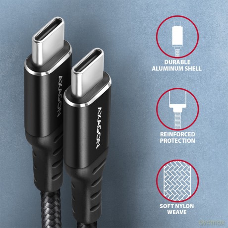 BUCM-CM15AB Kabel USB-C - USB-C 2.0, 1.5m, PD 60W, 3A, ALU, oplot Czarny [KABEL]