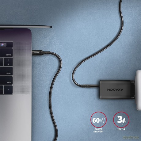 BUCM-CM15AB Kabel USB-C - USB-C 2.0, 1.5m, PD 60W, 3A, ALU, oplot Czarny [KABEL]