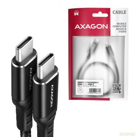 BUCM-CM15AB Kabel USB-C - USB-C 2.0, 1.5m, PD 60W, 3A, ALU, oplot Czarny [KABEL]