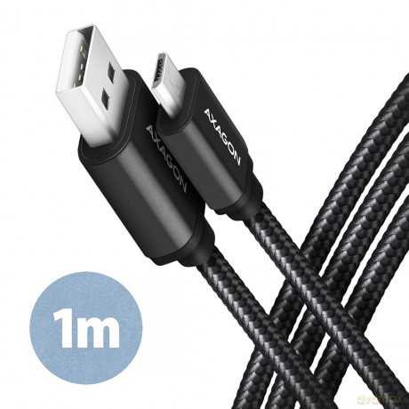 BUMM-AM10AB Kabel MicroUSB - USB-A, 1m, USB 2.0, 2.4A, ALU, oplot, Czarny [KABEL]