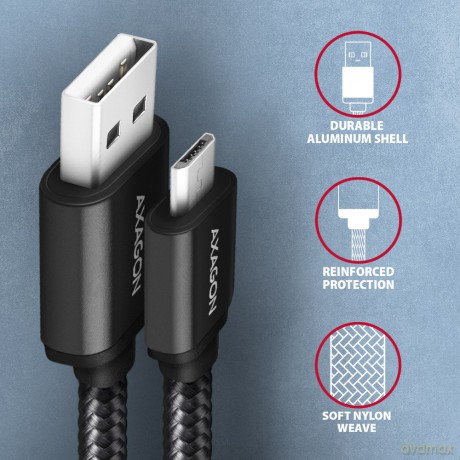 BUMM-AM10AB Kabel MicroUSB - USB-A, 1m, USB 2.0, 2.4A, ALU, oplot, Czarny [KABEL]