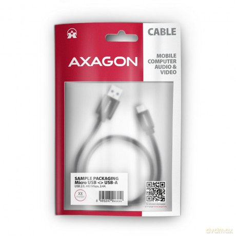 BUMM-AM20AB Kabel MicroUSB - USB A, 2m, USB 2.0, 2.4A, ALU, oplot Czarny [KABEL]