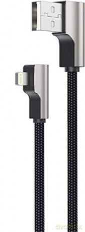 CB-AL01 Black OEM nylonowy kabel USB - Lightning | 2m | wtyki 90 stopni | certyfikat MFi [KABEL]