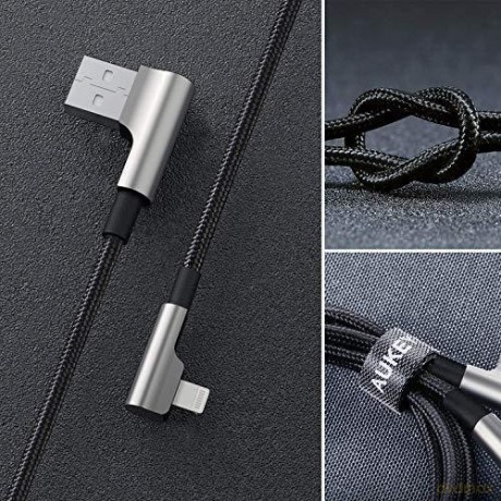 CB-AL01 Black OEM nylonowy kabel USB - Lightning | 2m | wtyki 90 stopni | certyfikat MFi [KABEL]