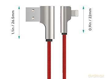 CB-AL01 Red OEM nylonowy kabel USB - Lightning | 2m | wtyki 90 stopni | certyfikat MFi [KABEL]