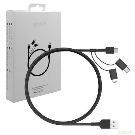 CB-BAL5 3w1 nylonowy kabel Quick Charge micro USB | USB C | Lightning | 1.2m [KABEL]