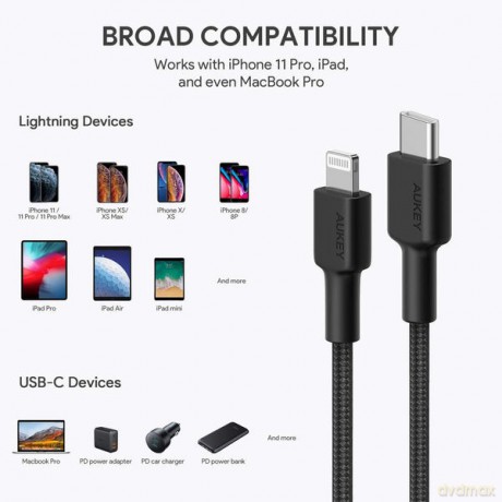 CB-CL03 Black nylonowy kabel Lightning-USB C | USB Power Delivery USB-PD | 2m | certyfikat MFi Apple [KABEL]