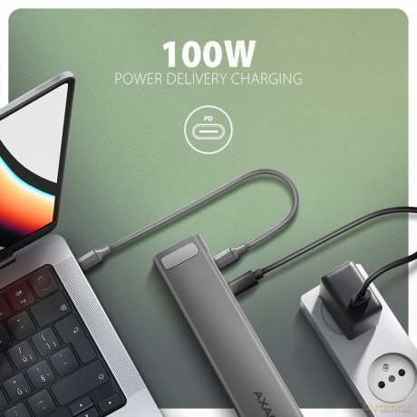 HMC-10HLS Wieloportowy hub USB 5Gbps 4x USB-A, HDMI 4K/60Hz, RJ-45, SD/microSD, PD 100W, 25cm USB-C kabel [KABEL]