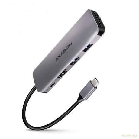 HMC-5 Wieloportowy hub 2x USB-A, HDMI, SD/microSD, USB 3.2 Gen 1, PD 100W, 20cm USB-C kabel [KABEL]