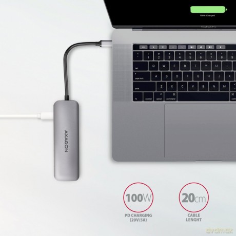 HMC-5 Wieloportowy hub 2x USB-A, HDMI, SD/microSD, USB 3.2 Gen 1, PD 100W, 20cm USB-C kabel [KABEL]