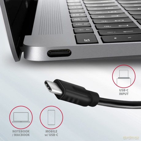 HMC-5G2 Wieloportowy hub 2x USB-A + 2x USB-C + HDMI, USB-C 3.2 Gen 2 10Gbps, PD 60W, 13cm USB-C kabel [KABEL]