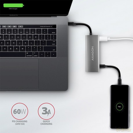 HMC-5G2 Wieloportowy hub 2x USB-A + 2x USB-C + HDMI, USB-C 3.2 Gen 2 10Gbps, PD 60W, 13cm USB-C kabel [KABEL]