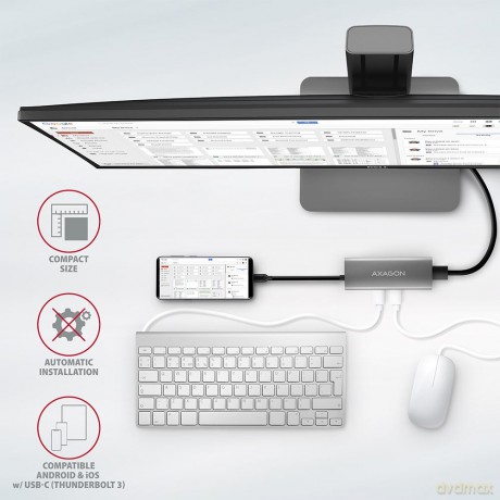 HMC-5G2 Wieloportowy hub 2x USB-A + 2x USB-C + HDMI, USB-C 3.2 Gen 2 10Gbps, PD 60W, 13cm USB-C kabel [KABEL]