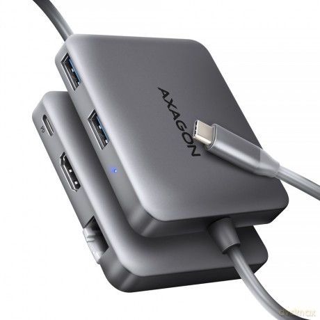 HMC-5HL Wieloportowy hub 2x USB-A, 4K HDMI, GLAN, USB 3.2 Gen 1, PD 100W, 15cm USB-C kabel [KABEL]