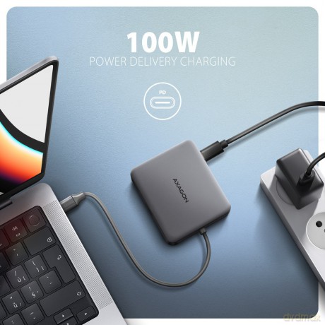 HMC-5HL Wieloportowy hub 2x USB-A, 4K HDMI, GLAN, USB 3.2 Gen 1, PD 100W, 15cm USB-C kabel [KABEL]