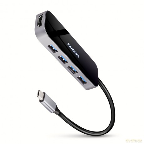 HMC-6H4A Wieloportowy hub 4x USB-A + HDMI, USB-C 3.2 Gen 1, PD 100W, 20cm USB-C kabel [KABEL]