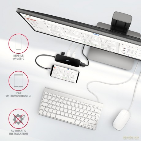 HMC-6H4A Wieloportowy hub 4x USB-A + HDMI, USB-C 3.2 Gen 1, PD 100W, 20cm USB-C kabel [KABEL]