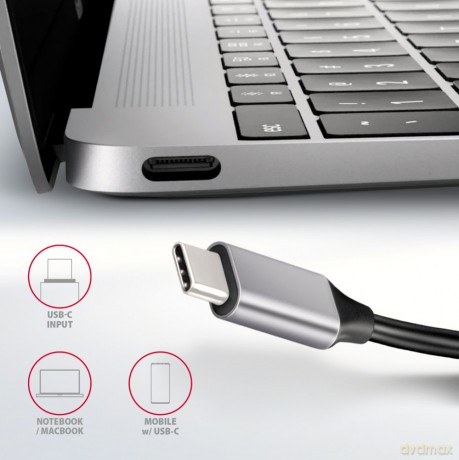 HMC-6H4A Wieloportowy hub 4x USB-A + HDMI, USB-C 3.2 Gen 1, PD 100W, 20cm USB-C kabel [KABEL]
