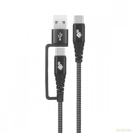 Kabel 2w1: USB C - USB C z nakładką USB A, 1.2 m [KABEL]