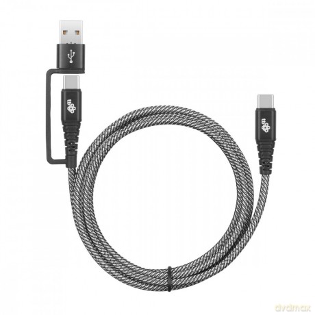 Kabel 2w1: USB C - USB C z nakładką USB A, 1.2 m [KABEL]